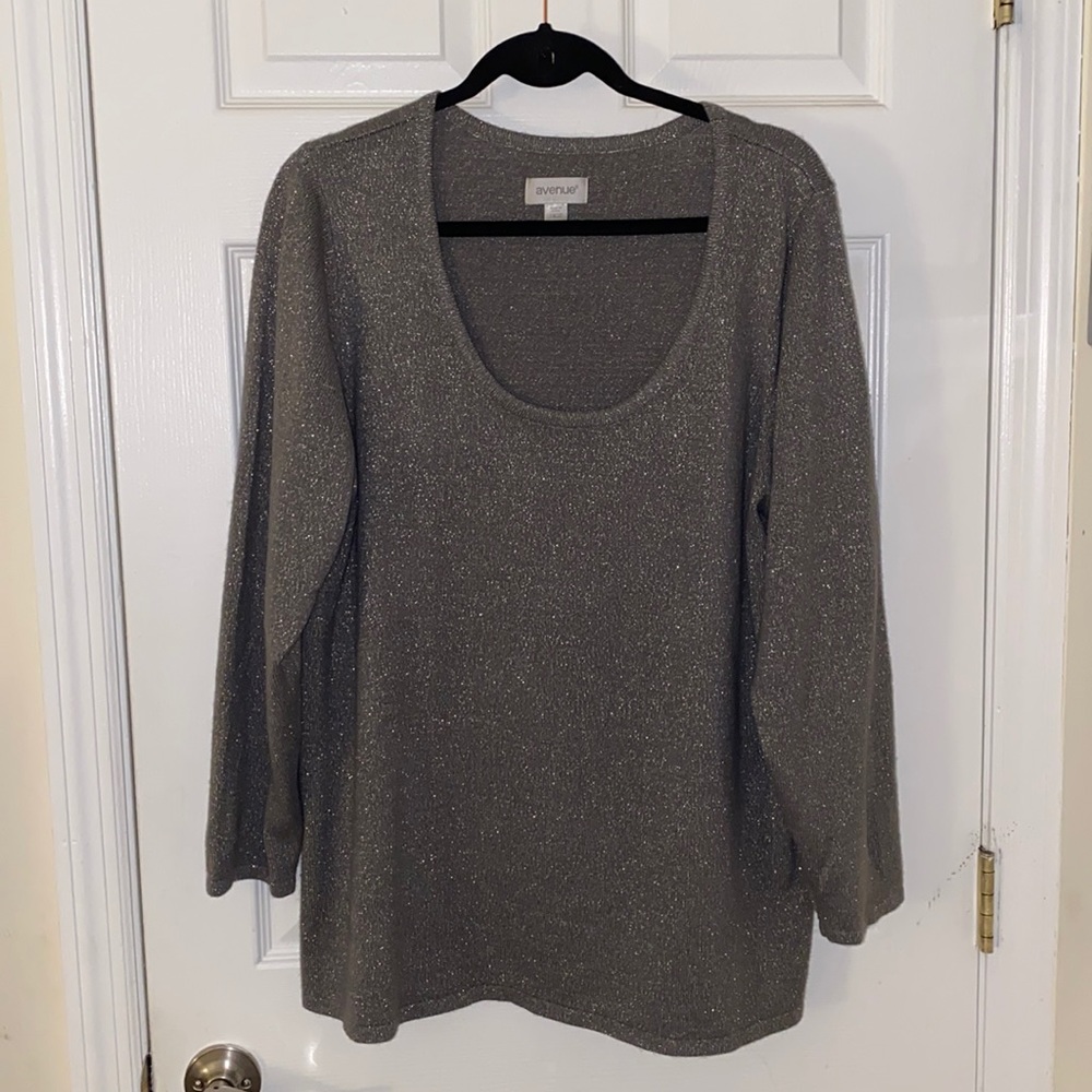Sparkly Taupe Avenue Scoop Neck Sweater